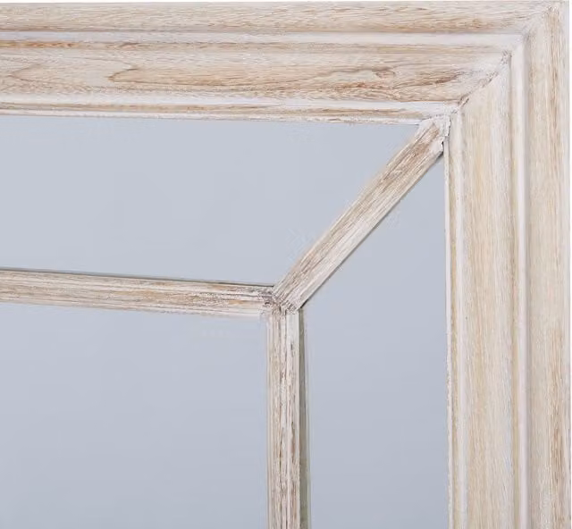 KDMK Rustic Window Pane Wall Mirror with Washed Wood Frame in Brown