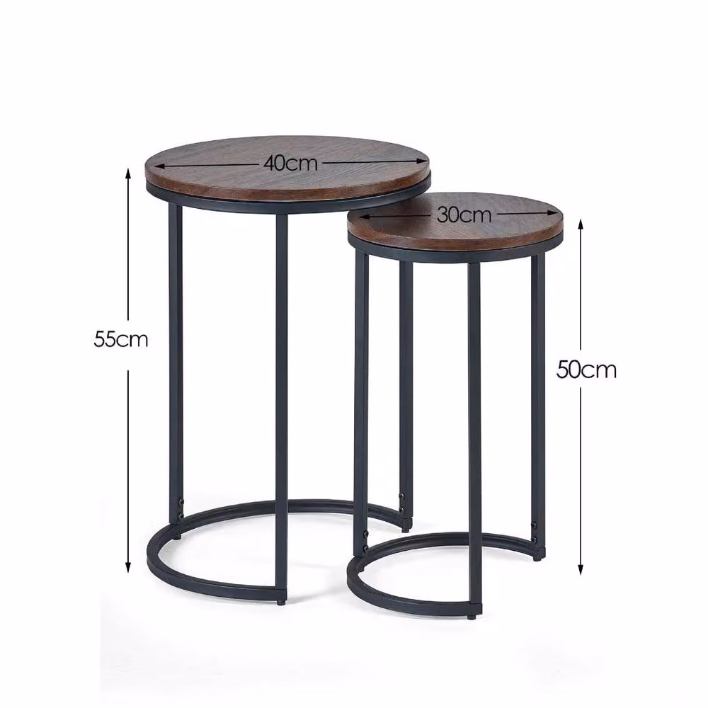 Cheshire Camden Round Nesting Side Tables in Walnut Brown – 3
