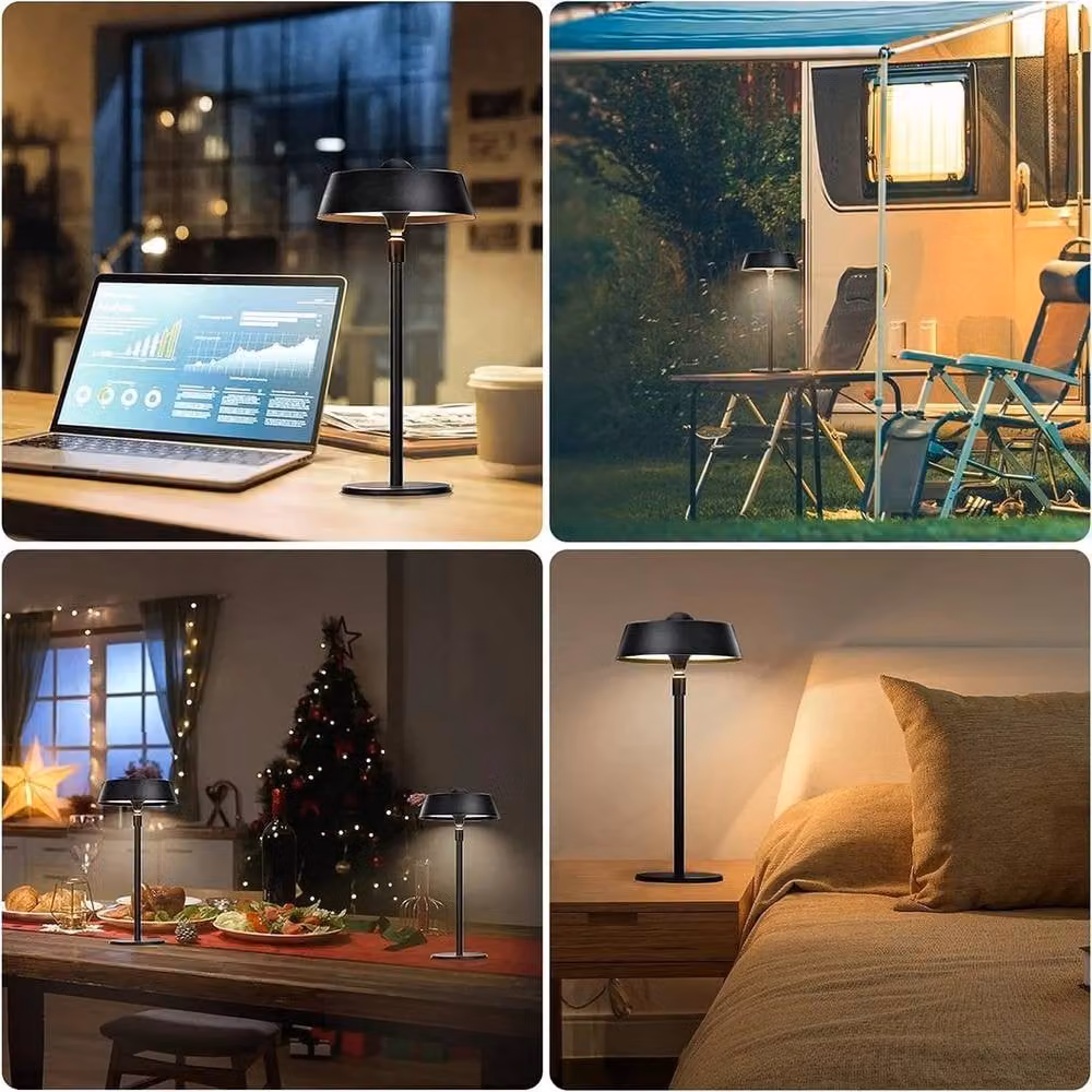 Nordara Dimmable USB Rechargeable Metal Desk Lamp in Black, Diameter: 30 cm, Height: 21 cm – 5