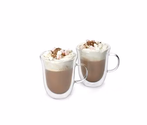 La Cafetiere Set of 2 Double Walled Glass Hot Chocolate Mugs, 350ml, Transparent