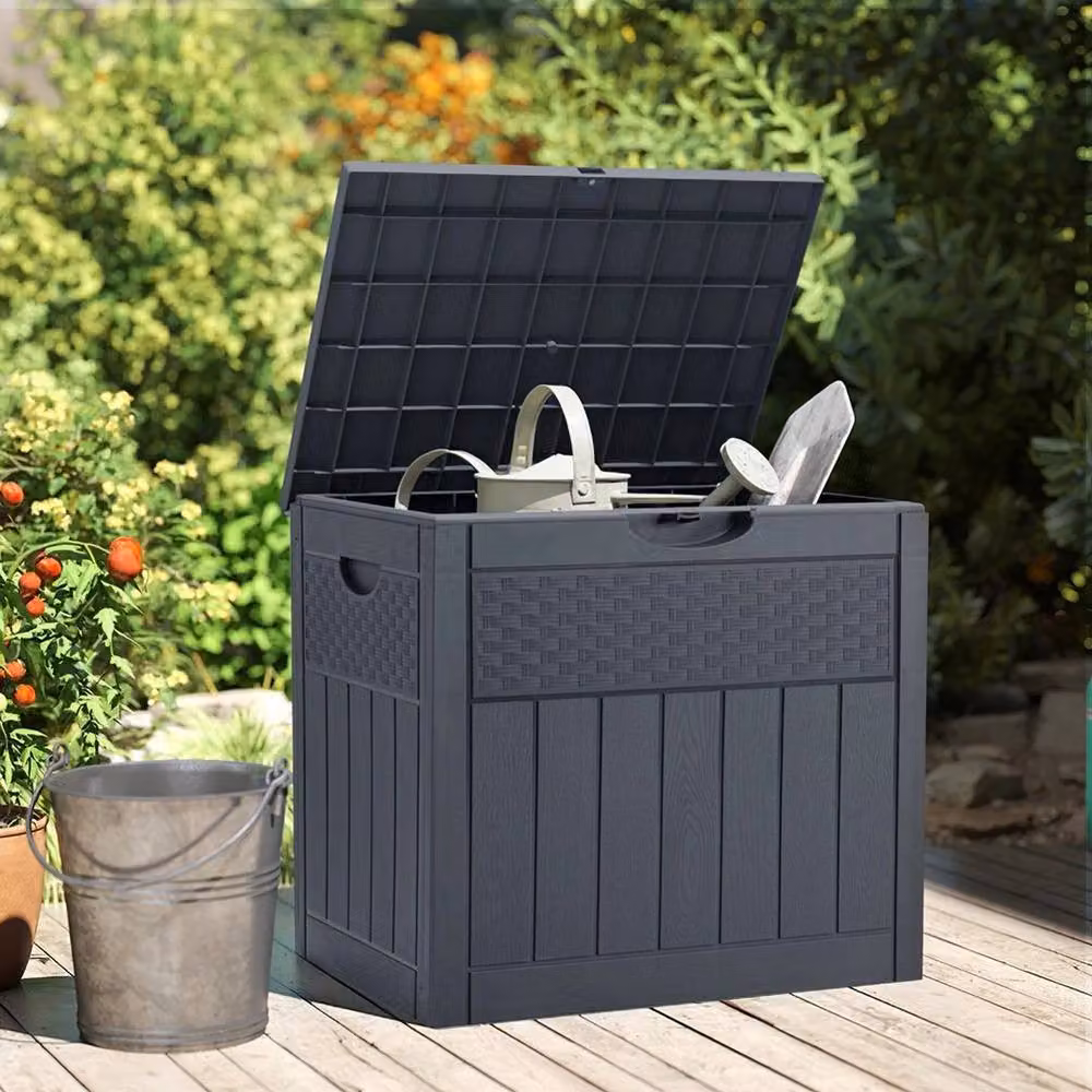 EONLION Large Plastic Garden Storage Box Chest in Grey – 4