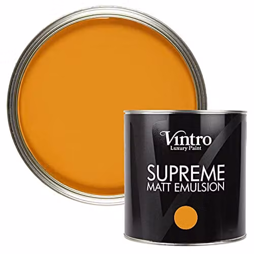 Vintro Luxury Matt Emulsion Multi Surface Paint in Deep Saffron Orange, 2.5L – 1
