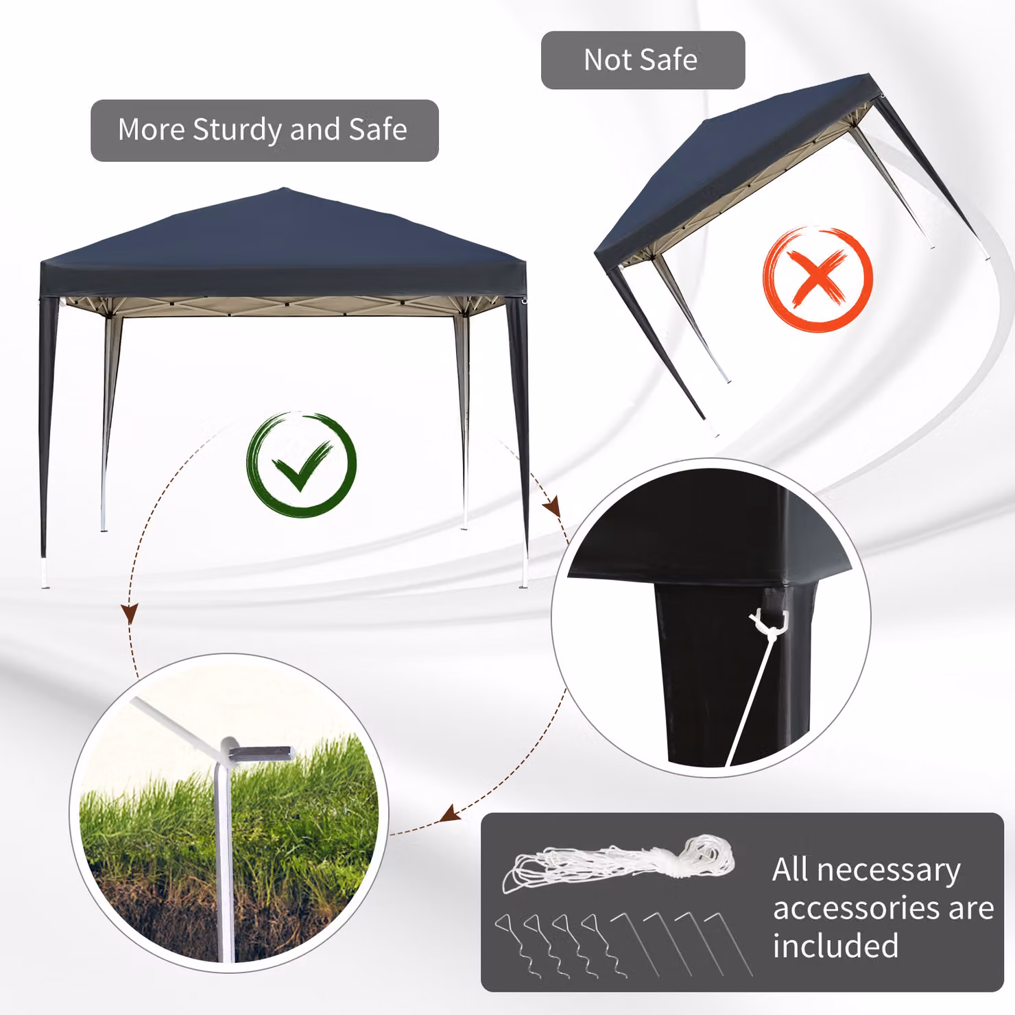 Outsunny Pop Up Gazebo, Waterproof and UV Protected Heavy Duty Marquee with Carrying Bag, Black, W: 300 cm, D: 300 cm, H: 255 cm – 4