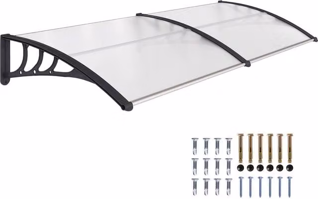 Rolipo Front Door Canopy Awning Rain Shelter, White and Clear, W: 75 cm, H: 195 cm – 1