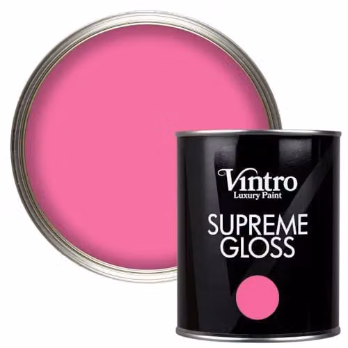 Vintro High Gloss Water Based Paint for Wood and Walls, Hot Pink Belladonna, 1 Litre