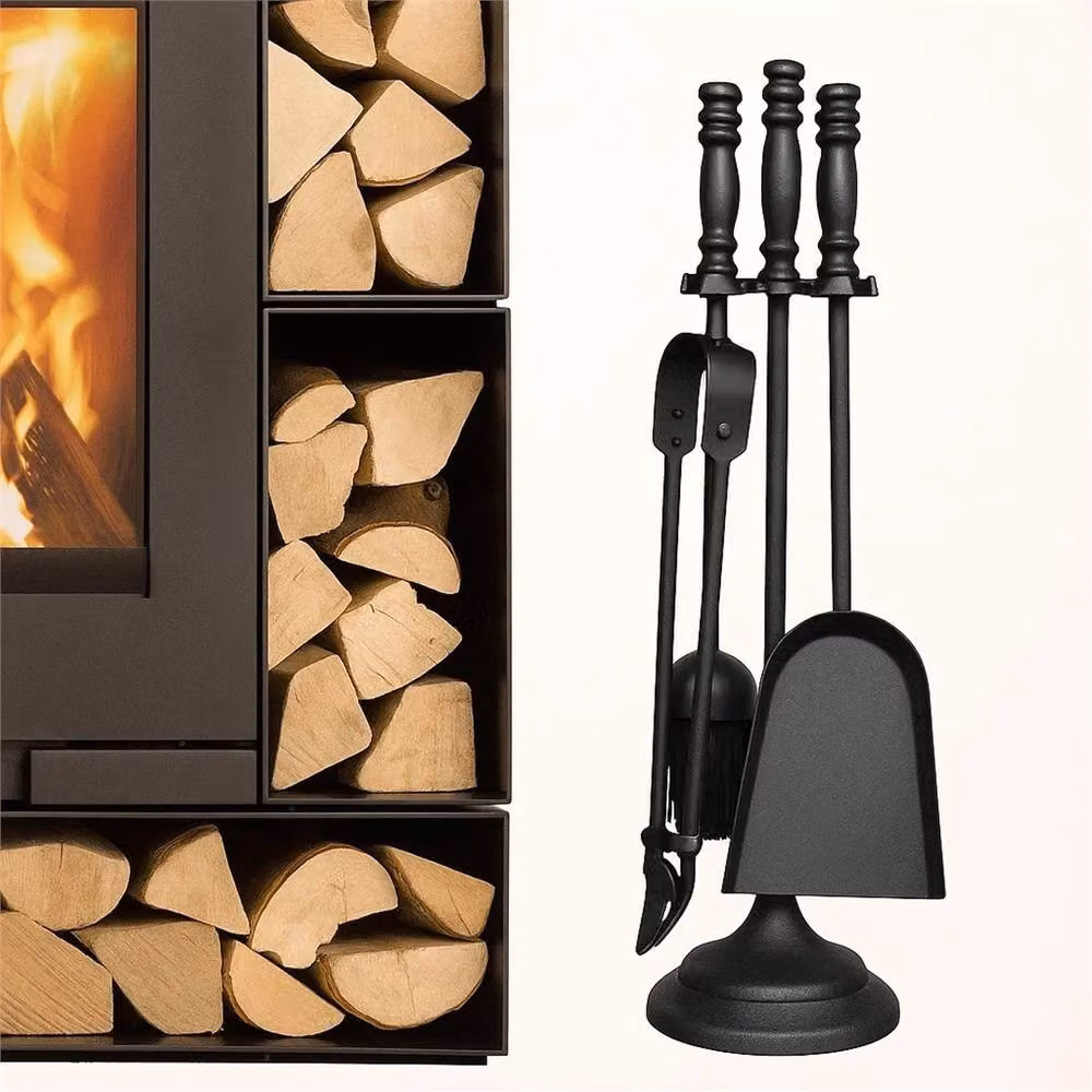 Nordara 5 Piece Heavy Duty Fireside Companion Set in Black, Large – 3