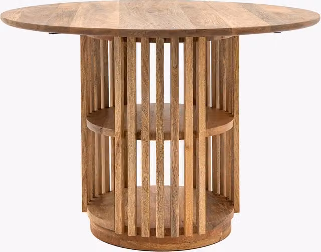 Perch & Parrow Jarvis Round Rustic Mango Wood Dining Table in Brown