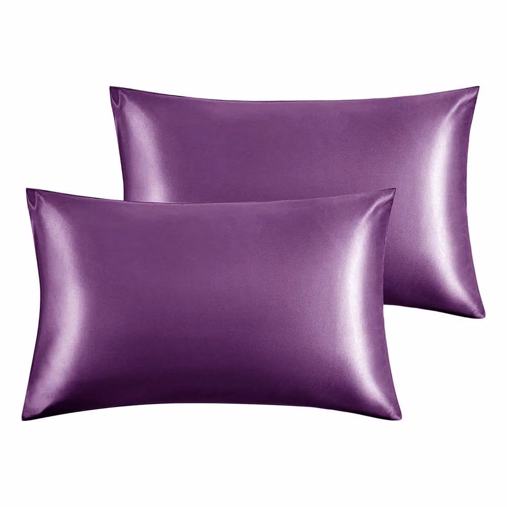 Intimates Purple Satin Faux Silk Pillowcase Pair, W: 50 cm x L: 75 cm – 2