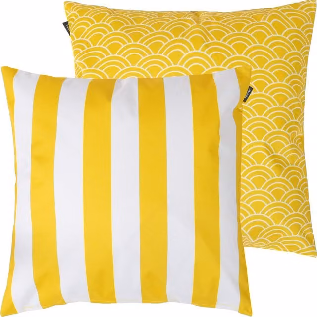 Icon Deck Stripe Reversible Square Outdoor Cushion Set of 2 - Yellow