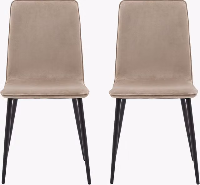 Perch & Parrow Set of 2 Modern Beige Velvet Upholstered Dining Chairs