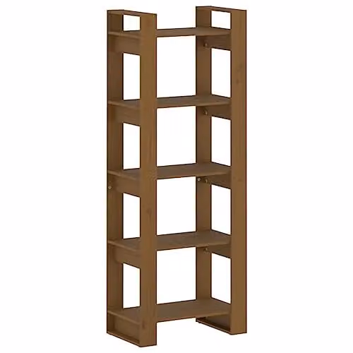 vidaXL Solid Wood Book Cabinet and Room Divider in Honey Brown, W: 60 cm, D: 35 cm, H: 160 cm – 1