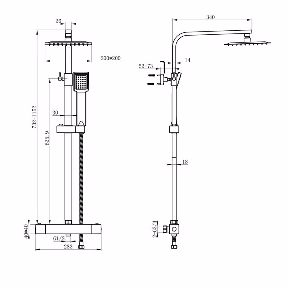 EONLION Matt Black Twin Head Mixer Shower Set with Thermostat and Hand Shower – 2