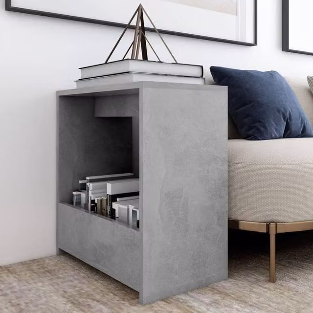 Berkfield Home Side Table in Concrete Grey, W/D/H: 50 x 26 x 50 cm – 1