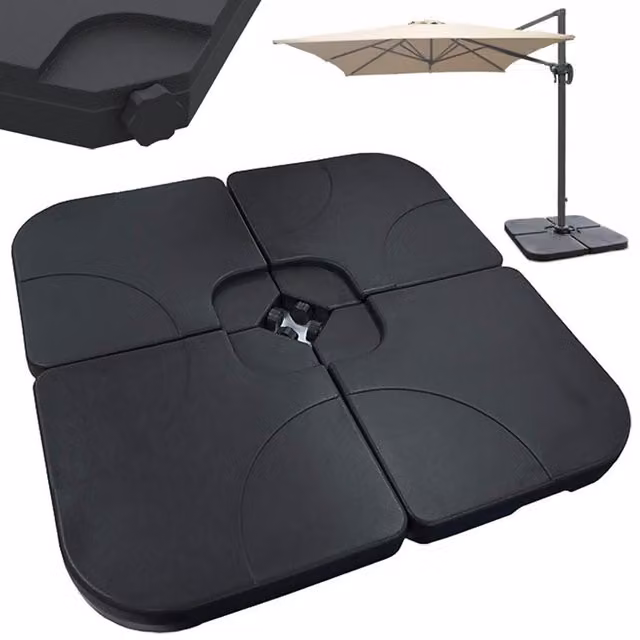 GEEZY Set of 4 Heavy Duty Black Plastic Square Parasol Bases