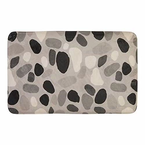 Premier Housewares Orsina Soak Non-Slip Bath Mat Set, Grey and White Pebble Pattern, W: 80 cm, D: 50 cm, H: 1 cm – 1