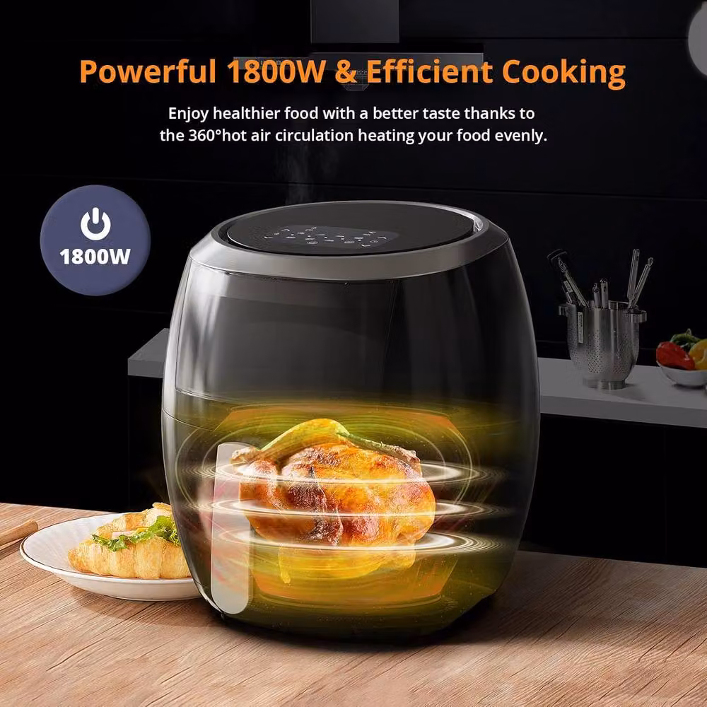 London Boutique 8L Digital 8-in-1 Air Fryer Oven with 1800W 360 Degree Hot Air Circulation in Black – 6