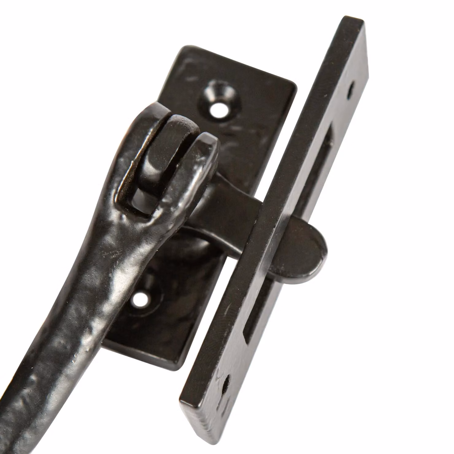 Hammer and Tongs Rustic Left Handed Window Fastener in Black Iron, W: 45 mm, H: 110 mm – 3