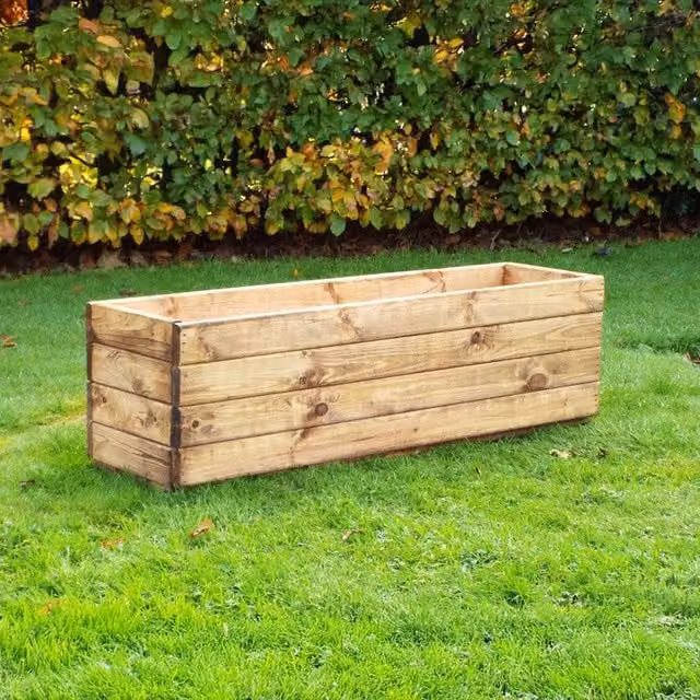 Primrose Redwood Wooden Trough Outdoor Garden Planter, Brown, Length: 103 cm
