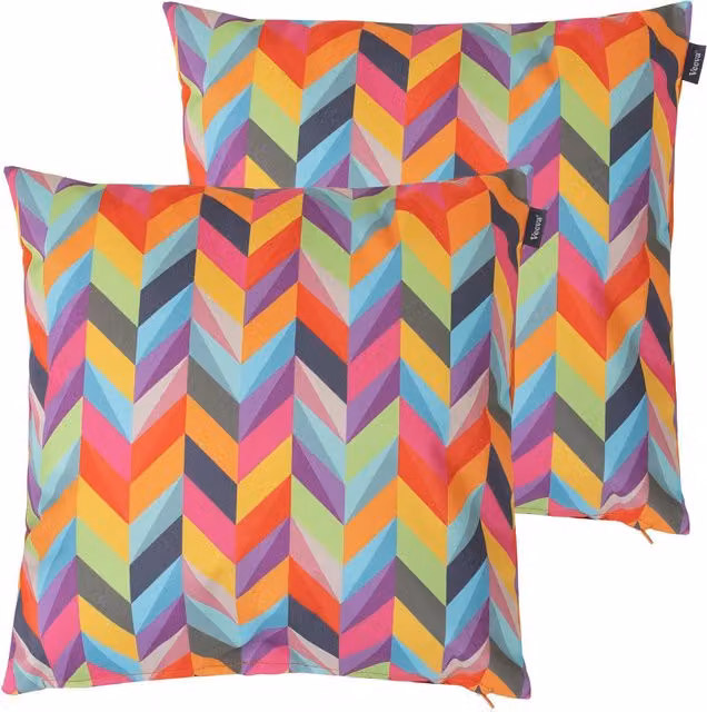 icon Circular Geo Cushion, Aqua and Orange, W/D/H: 43 x 43 x 43 cm