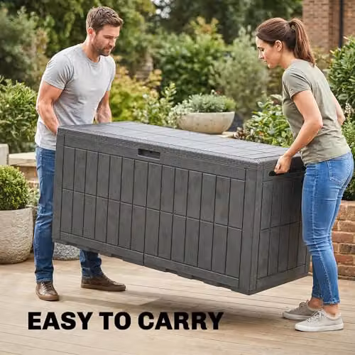 Outsunny 440L Waterproof Resin Garden Storage Box with Lockable Lid in Grey or Brown, W/D/H: 150 x 65 x 62 cm – 8