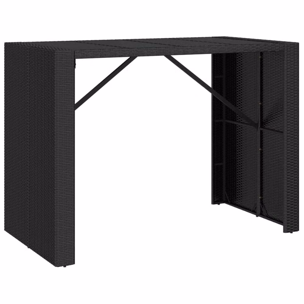 Berkfield Home Beautiful 7 Piece Black Poly Rattan and Solid Acacia Wood Garden Bar Set – 5