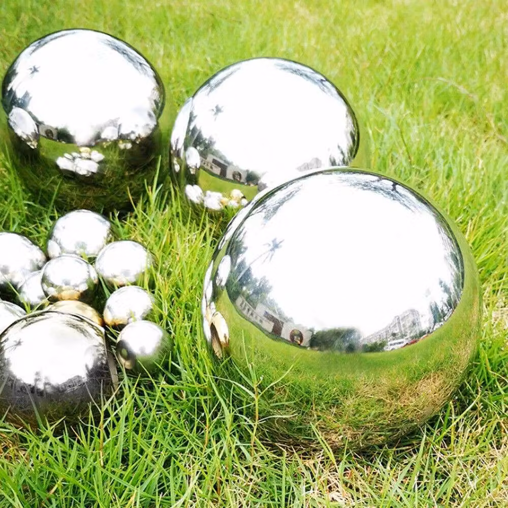 NESTLUNE 6-Piece Silver Stainless Steel Mirror Gazing Ball Garden Spheres, Diameter: 15 cm, Height: 100 cm – 3