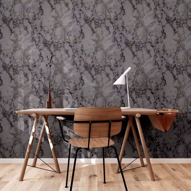 Arthouse Abstract Modern Wallpaper in Grey and Black