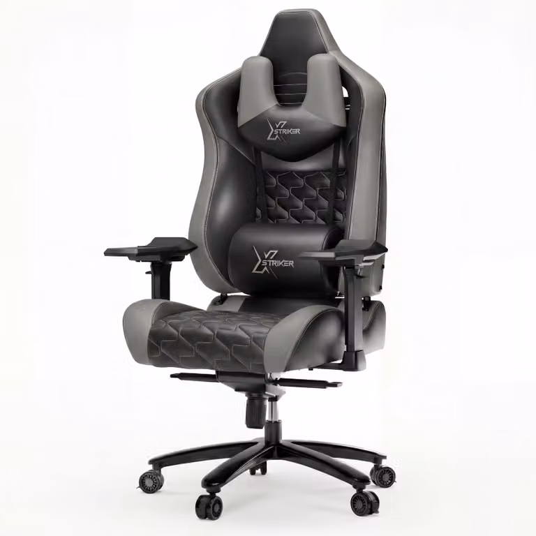 Xstriker Ergonomic Grey Gaming Chair with Synthetic Leather, Headrest and Armrests