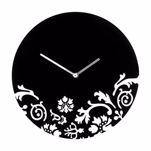 Orsina Maison by Premier Floral Swirl Analog Quartz Wall Clock in Black and Silver, Diameter: 30 cm – 2