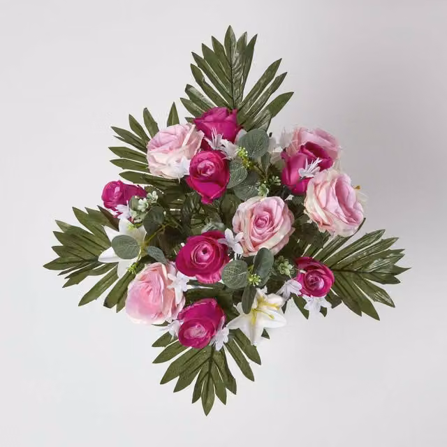 Homescapes Mixed Pink, White and Green Floral Bouquet