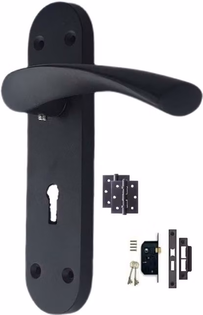 Golden Grace Matt Black Chrome Plate Door Handle Set