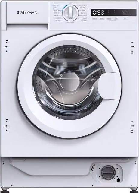 Statesman Fully Integrated Front Loader Washer Dryer in White with 1400 rpm Spin Speed and Quick Wash Function – 1