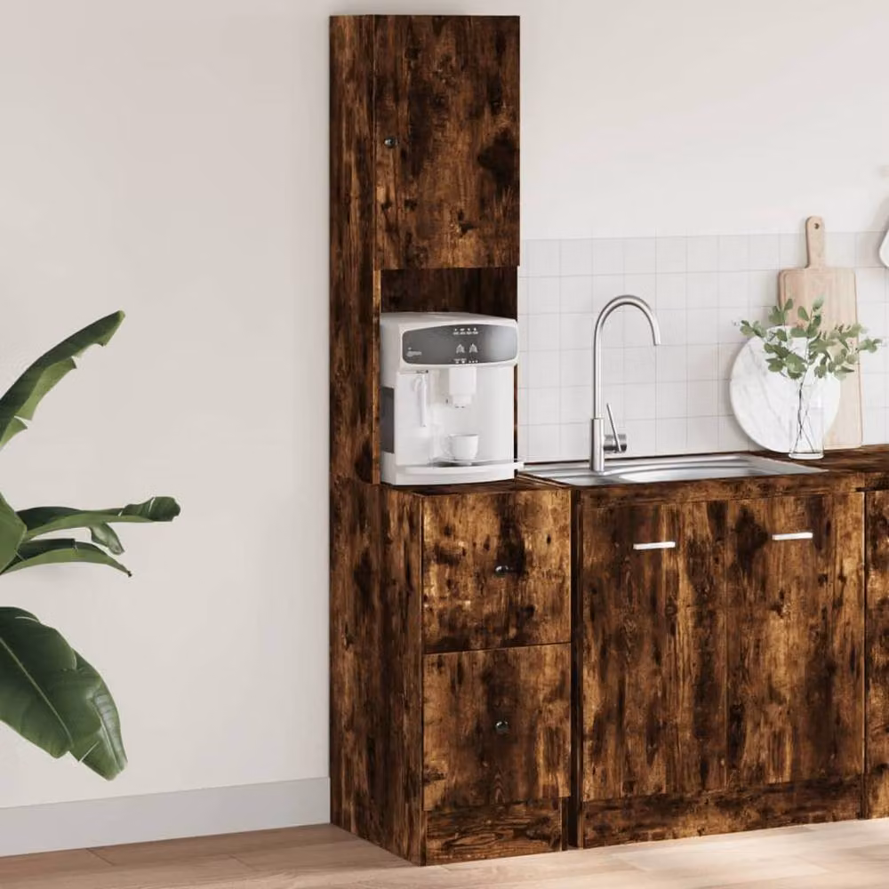 Berkfield Home Smoked Oak Kitchen Cabinet in Brown, W/D/H: 35 x 50 x 180 cm – 2