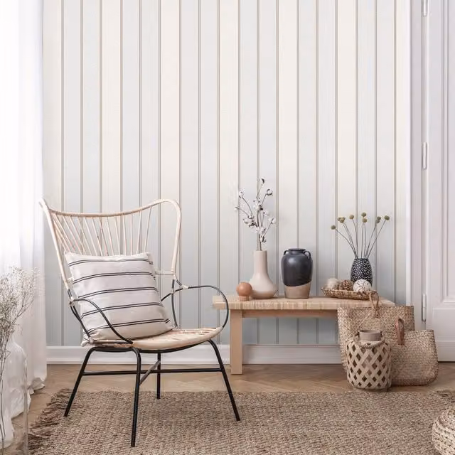 Erismann Classic Striped Abstract Wallpaper in Beige