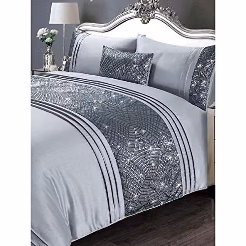 Rapport Home Charleston Polycotton Duvet Cover and Pillowcase Set in Grey, W/D/H: 200 x 200 cm, Pillowcase: 50 x 75 cm – 3