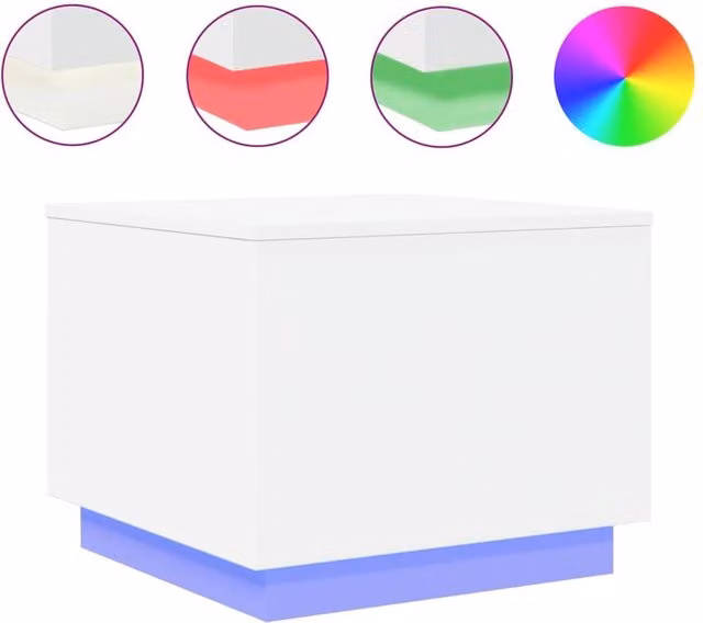 Berkfield Home Modern White Glossy Square Coffee Table with LED Lights W/D/H: 50 x 50 x 40 cm – 1