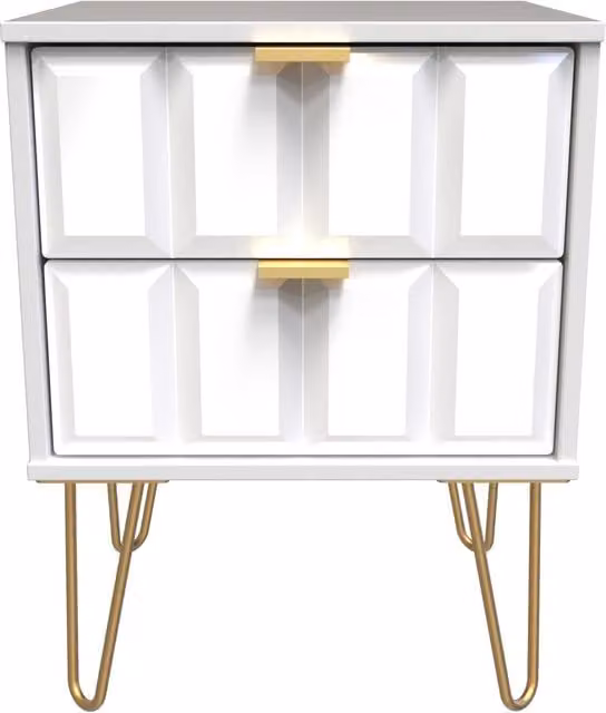 2 U Metro Ready Assembled 2 Drawer Bedside Cabinet in White and Gold