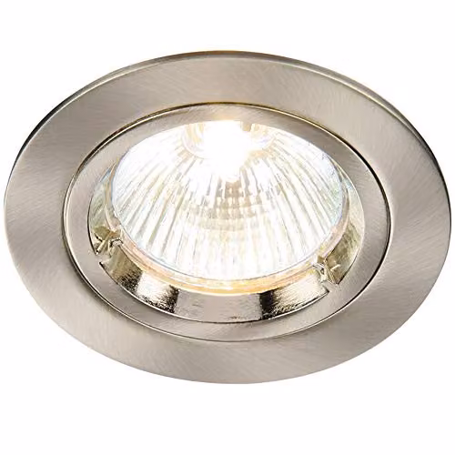 Loops Fixed Round Recess Ceiling Downlight in Silver, GU10 Socket Holder, 50W Max