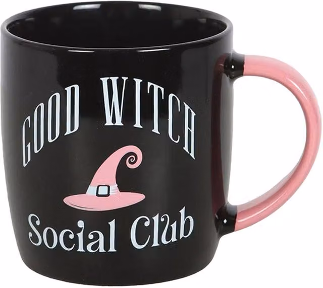 Something Different Good Witch Social Club Ceramic Mug and Coaster Set in Black