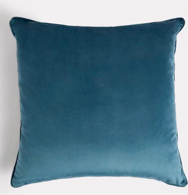 M&S Large Square Velvet Piped Cushion in Slate Blue