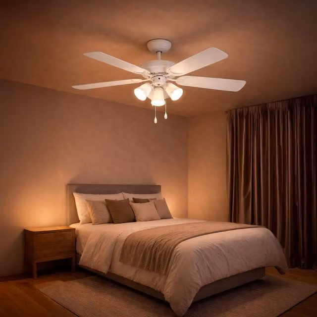 Eglo Las Palmas Ceiling Fan with Integrated Opal Glass Light, White Matt