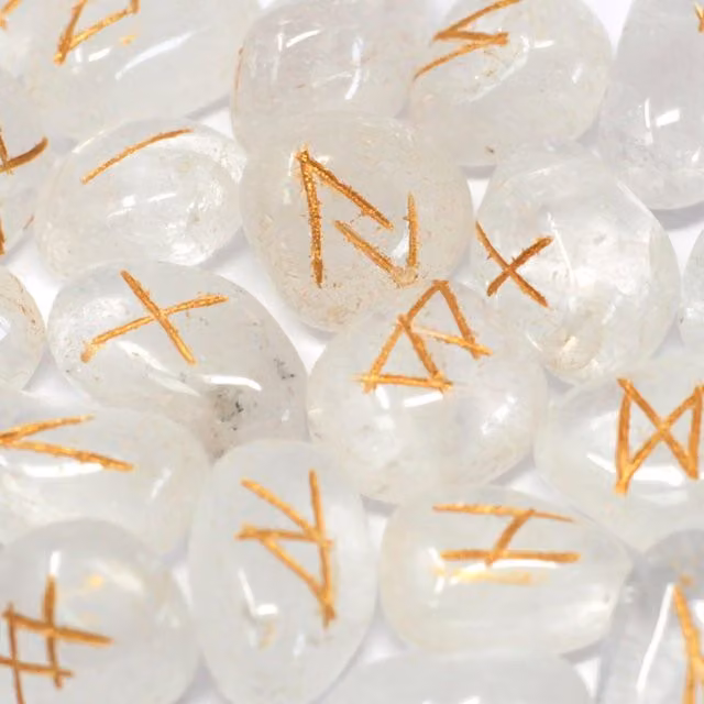 KDMK White Organic Runes Stone Set in Pouch