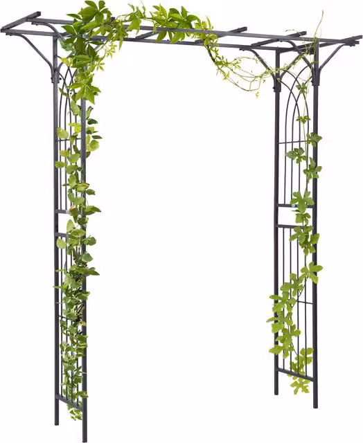 Outsunny Metal Garden Arch Arbor in Grey for Decorative Climbing Plants