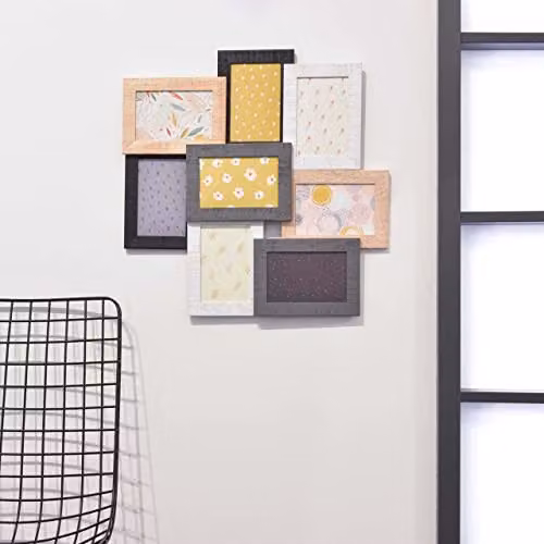 Nielsen Design Modern 3D Multi-Aperture Wood Collage Wall Photo Frame in Brown and Multicolour for 10x15 cm Pictures – 3