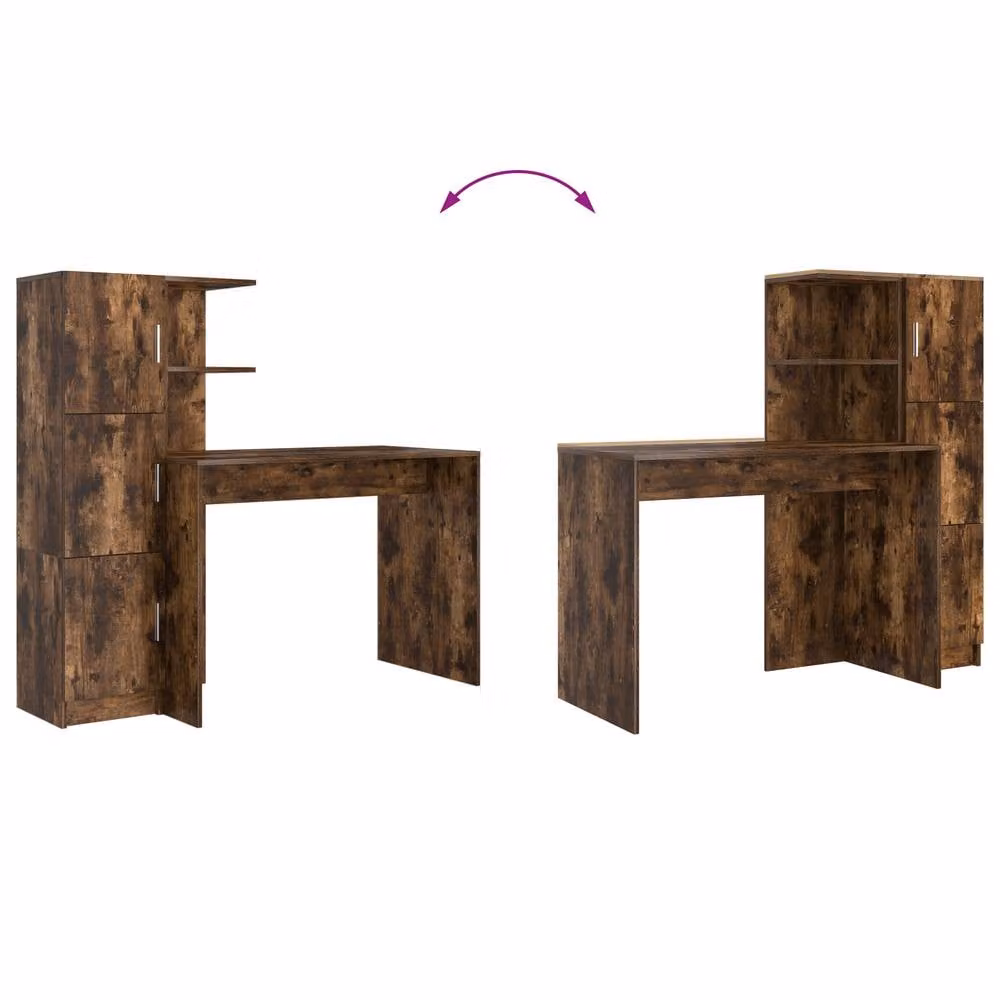 Berkfield Modern Wall Mounted Floating Writing Desk in Brown Oak Wood – 5