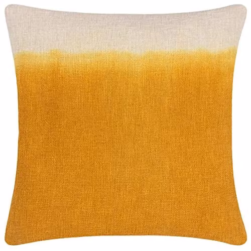 Mizu Square Dip Dye Printed Cushion in Yellow, W/D/H: 50 x 50 x 50 cm