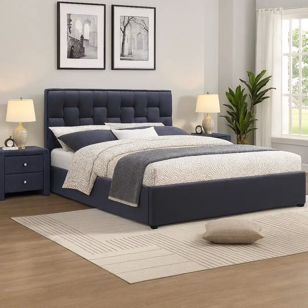 Comfy Living Ltd Plush Velvet Upholstered Gaslift Storage Bedframe in Dark Grey, W/D/H: 180 x 200 cm – 2