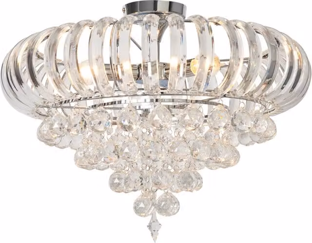 Litecraft Penny Crystal Effect Semi Flush Ceiling Light in Chrome