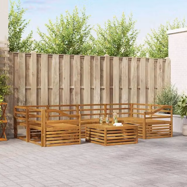 Berkfield Home 7 Piece Outdoor Sofa Set in Brown Solid Acacia Wood – 1