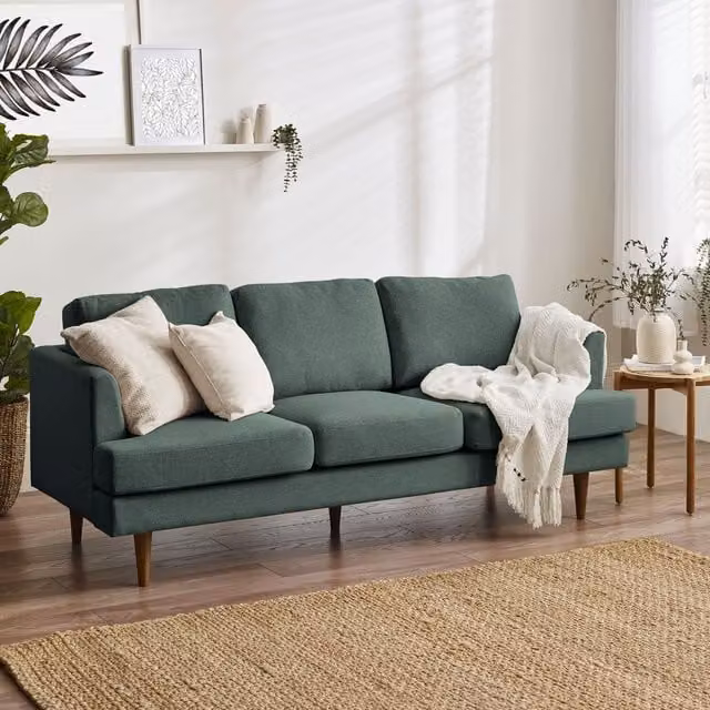 FurnitureboxUK Fleur 3 Seater Fabric Living Room Sofa in Green
